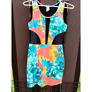 Floral mesh mini dress